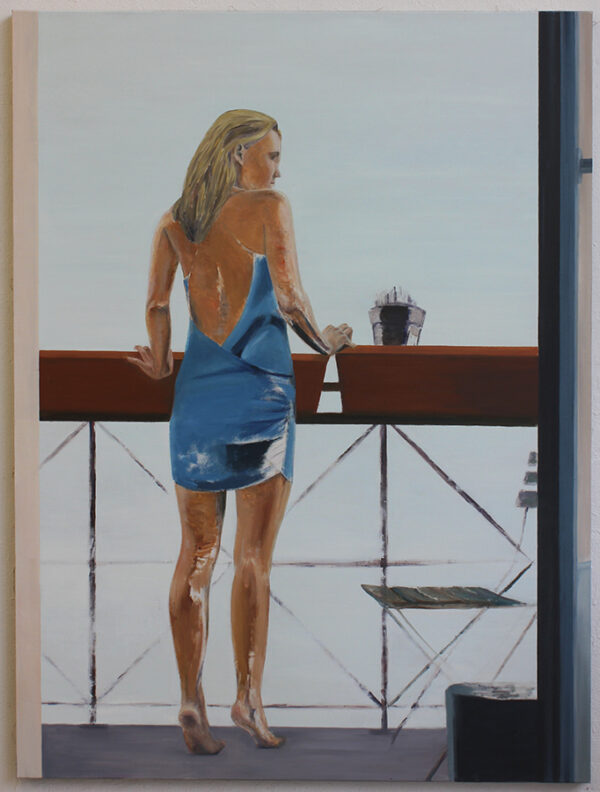 "Dame am Balkon" 200 x 150 cm, Öl auf Leinen, Felix Rieger 2015