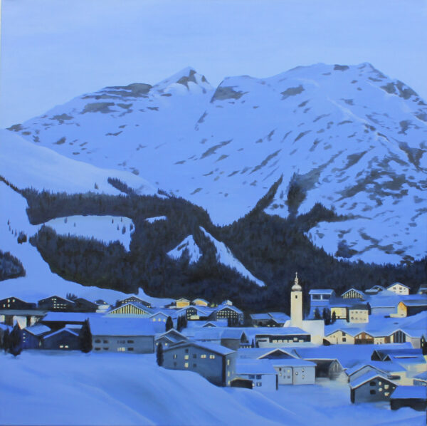 "Lech (Österreich) bei Nacht" 95 x 95 cm, Acryl auf Leinwand,  Felix Rieger 2017/18