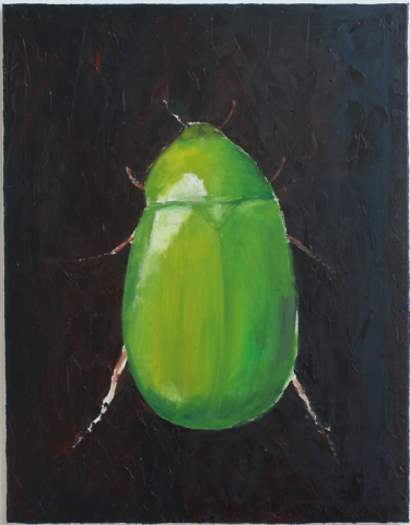 "Green Scarabeus" 90 x 70 cm, Öl auf Leinwand, Felix Rieger 2015