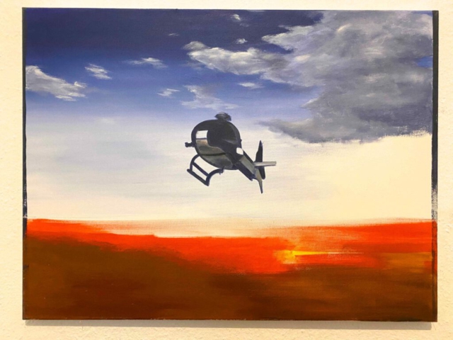 "Helicopter X" Acryl auf Leinwand, 60 x 80 cm, Felix Rieger 2018