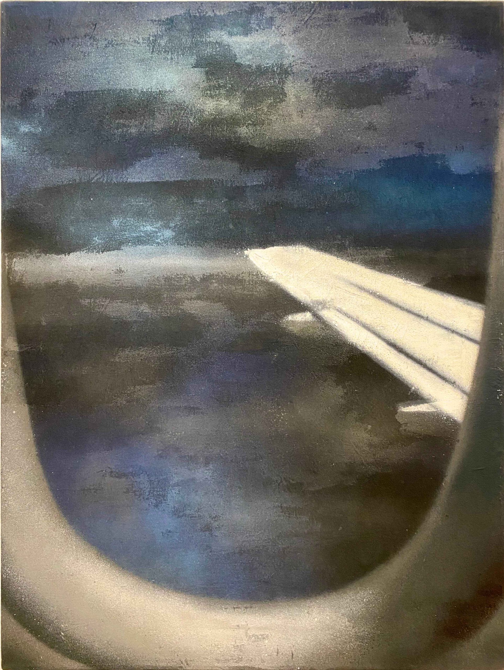 "Nightflight, plane window" 80 x 60 cm, Mixtechnik, Felix Rieger 2017
