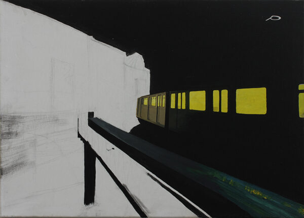 "Schlesisches-Tor bei Nacht" Öl und Acryl auf Leinwand, 50 x 70 cm, Felix Rieger 2010