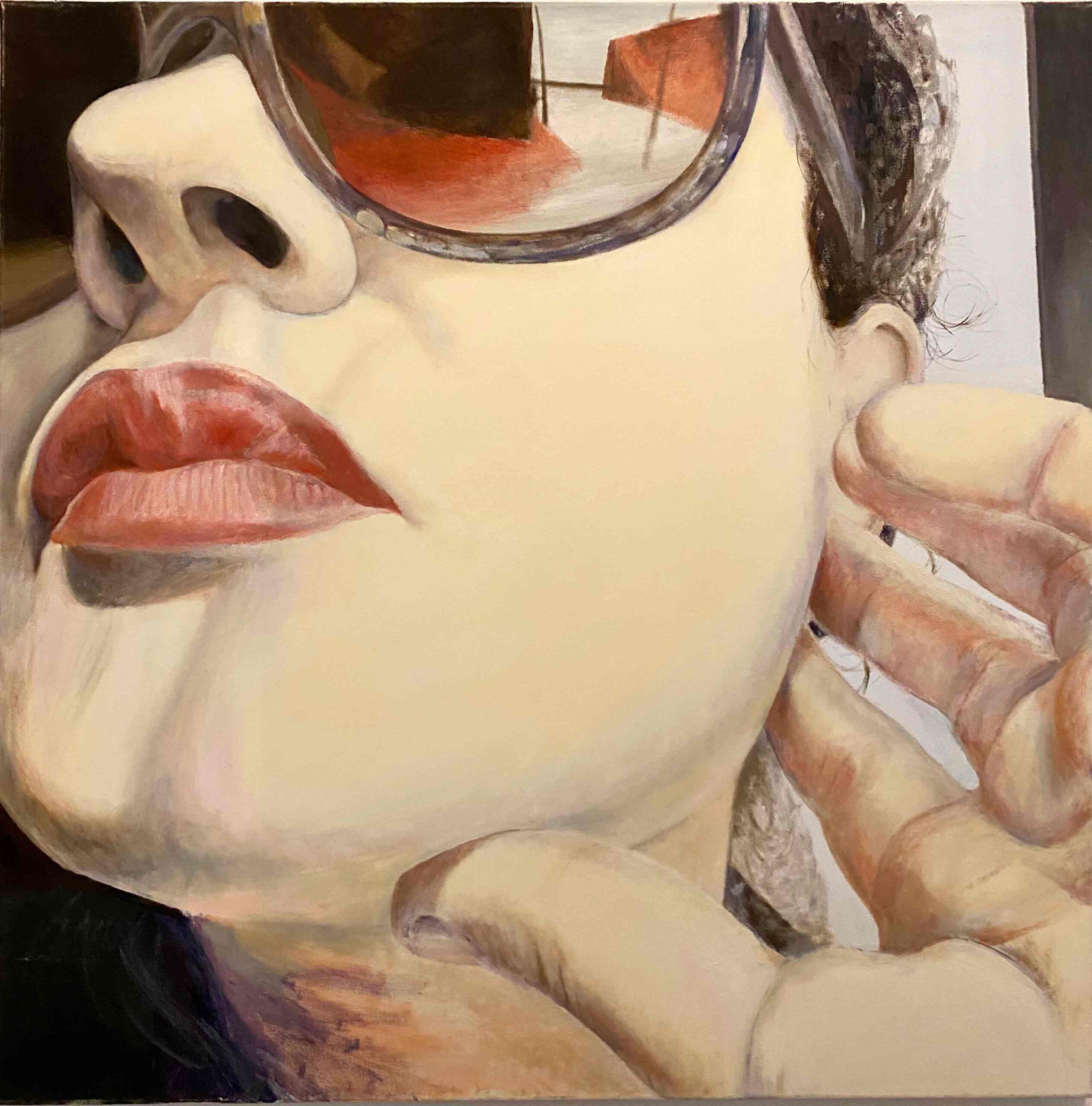 „Sunglasses, Cristi IV“ 95 x 95 cm, Öl auf Leinwand, Felix Rieger 2015