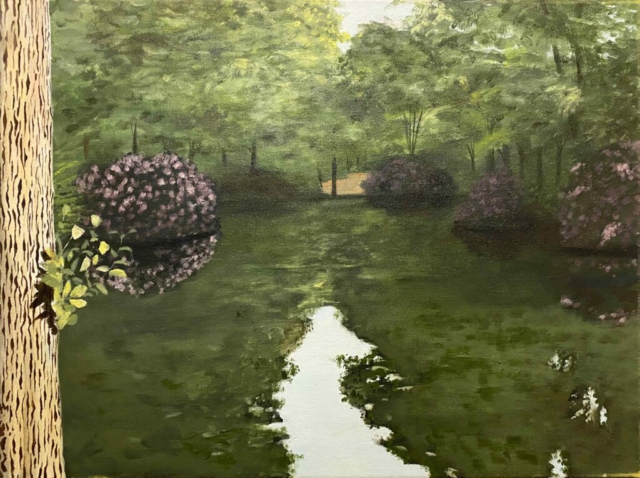 „Tiergarten in Blüte“ 50 x 70 cm, Acryl auf Leinwand, Felix Rieger 2017
