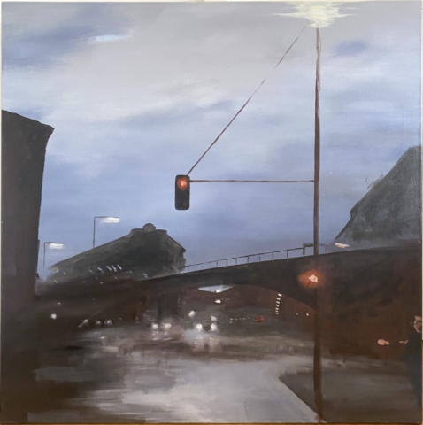 ”Way Home After Rain" 95 x 95 cm, Acryl & Öl auf Leinwand, Felix Rieger 2017