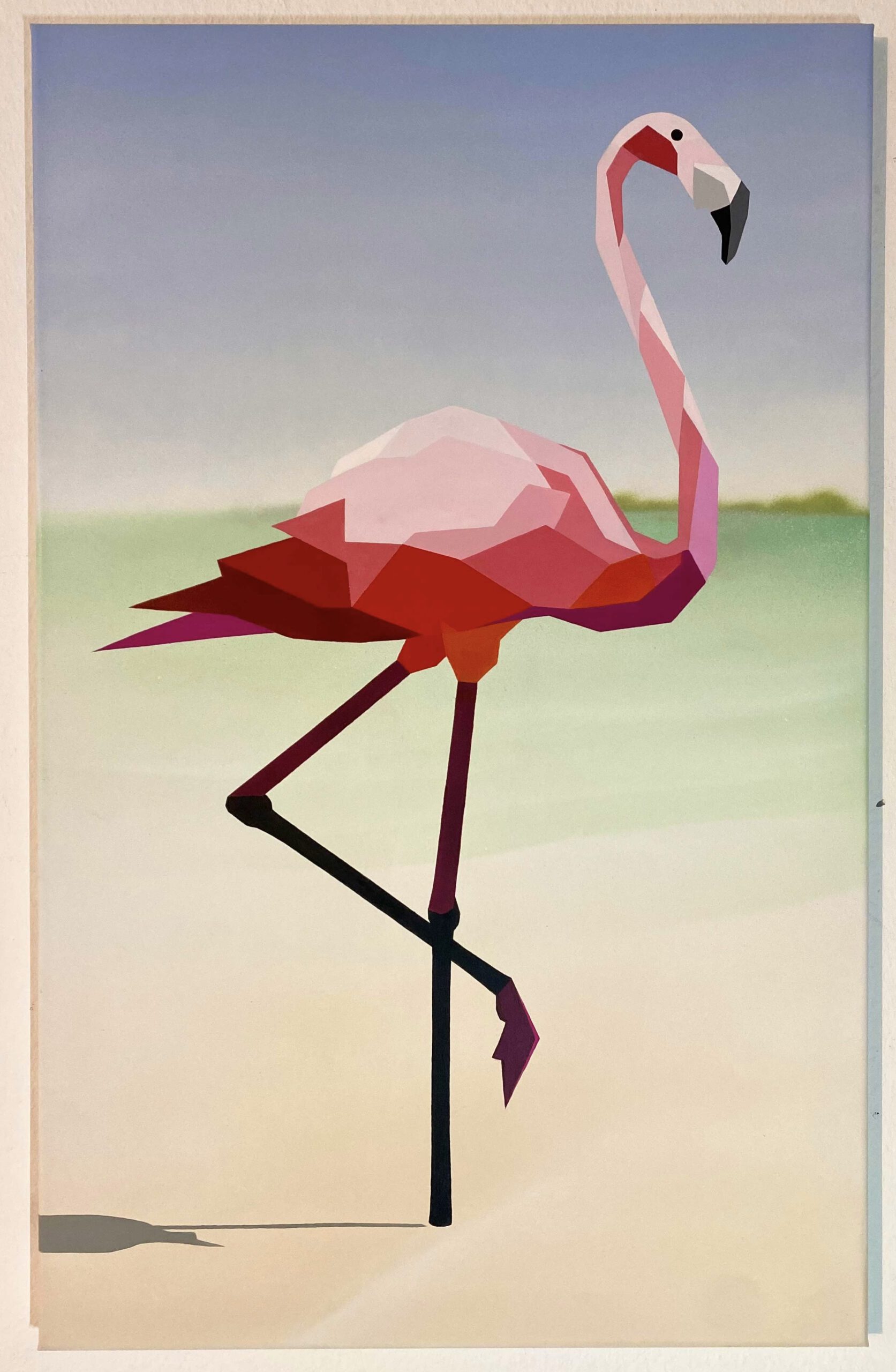 Flamingo“ 95 x 60 cm, Mixed media on canvas, Felix Jonas Rieger 2022