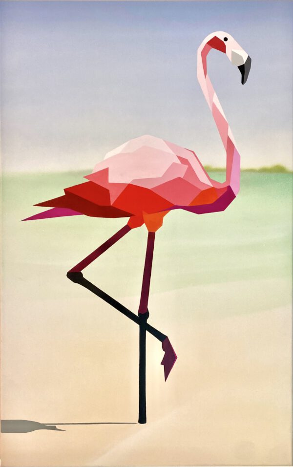 Flamingo, Ebrodelta“ 95 x 60 cm, Mixed media on canvas, Felix Jonas Rieger 2022